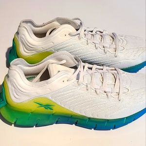 Reebok Zig Kinetica Reecycled Light Gray/Blue/Green Unisex 10.5 Men 12 Women